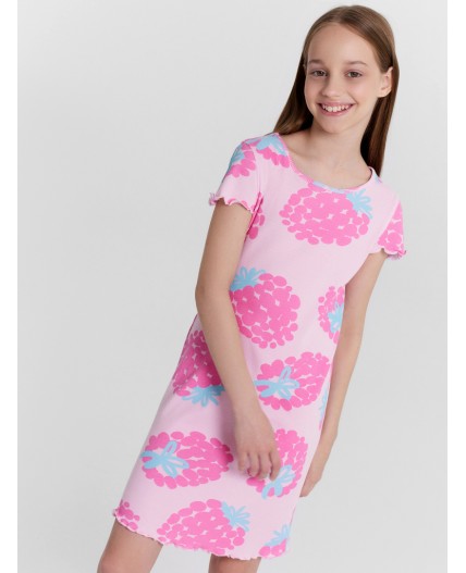 Сорочка крупные малины на розовом