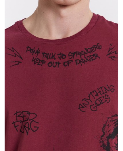 Футболка бордо +печать