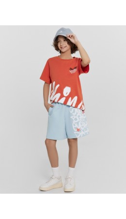 Шорты голубая дымка +печать