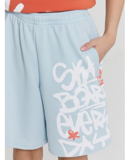 Шорты голубая дымка +печать