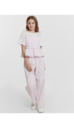 Комплект розовые разводы на белом