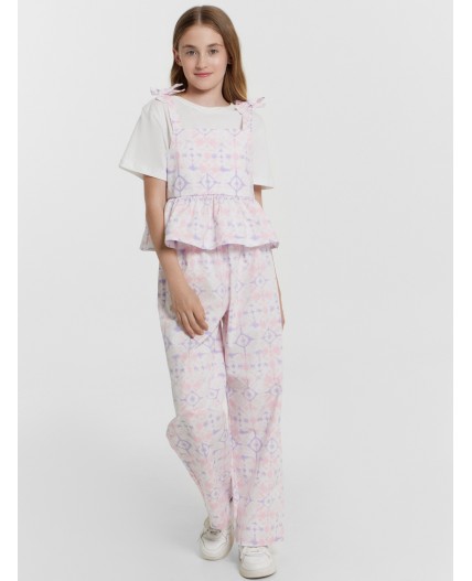 Комплект розовые разводы на белом