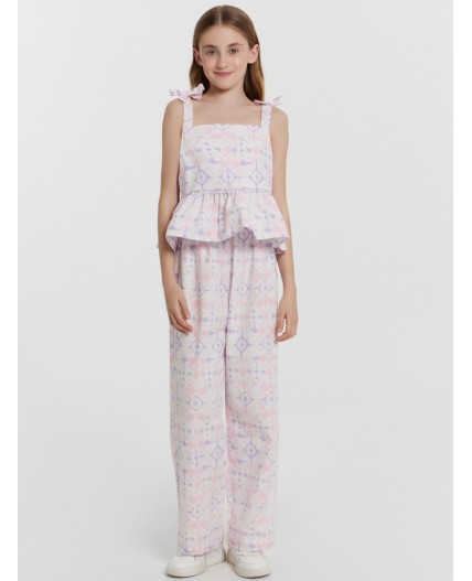 Комплект розовые разводы на белом