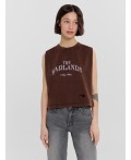 Топ коричневый acid wash +печать