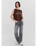 Топ коричневый acid wash +печать