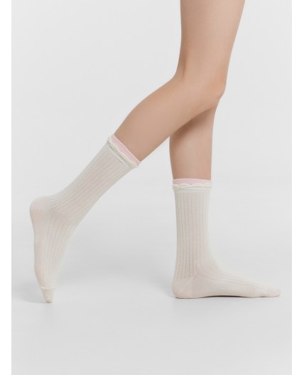 Носки молочный /розовый