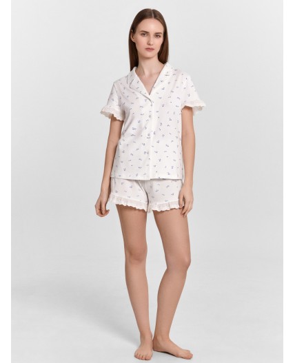 Комплект синие цветочки на белом