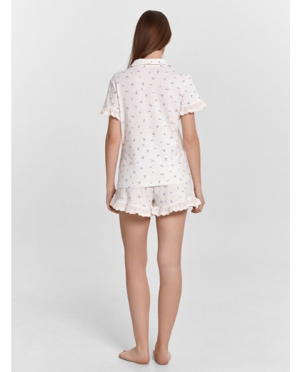 Комплект синие цветочки на белом