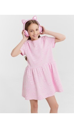 Платье зайчики на розовом