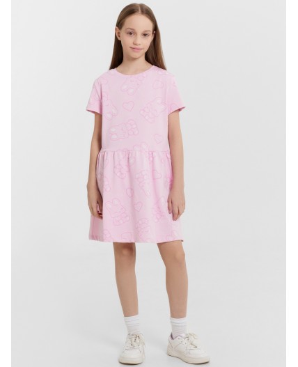 Платье зайчики на розовом