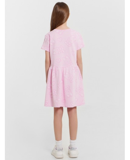 Платье зайчики на розовом