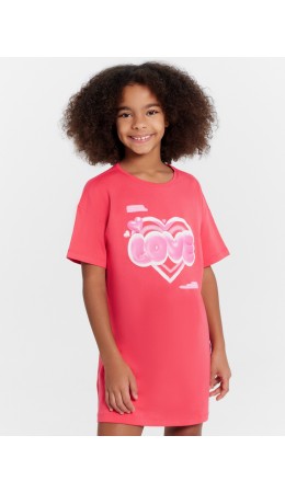 Сорочка розово -красный +печать