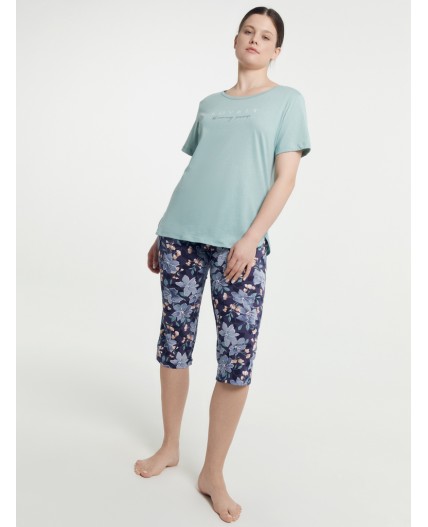 Комплект шалфей +акварельные цветы на т.синем