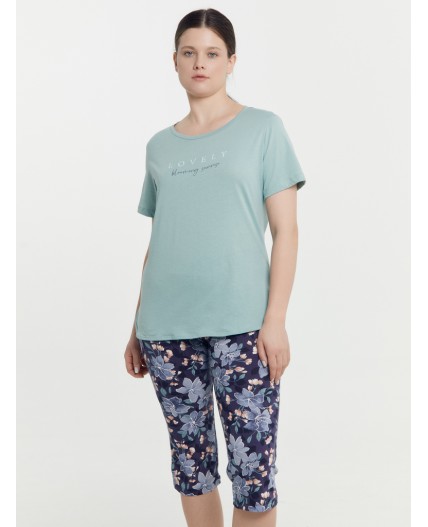 Комплект шалфей +акварельные цветы на т.синем