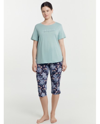 Комплект шалфей +акварельные цветы на т.синем