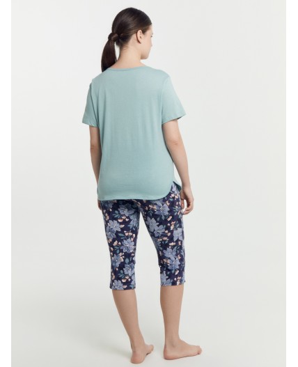 Комплект шалфей +акварельные цветы на т.синем