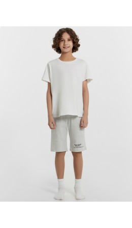 Шорты серый меланж 4306-А +печать