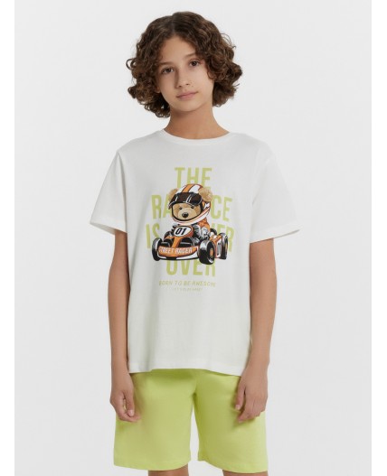 Пижама белый +нежно -салатовый +печать