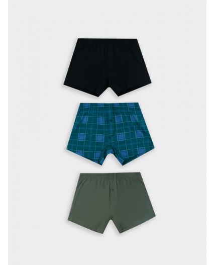 Трусы камень +клетка на т.зеленом +черный