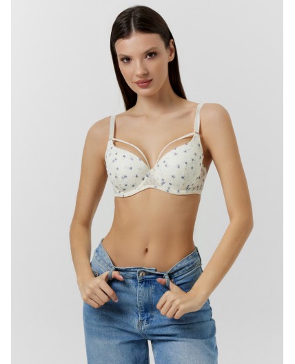 Бюстгальтер цветочки на молочном