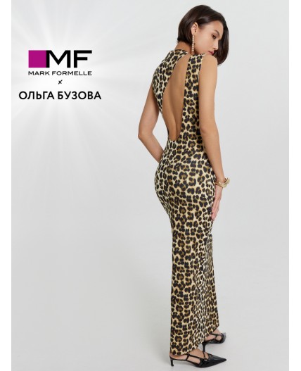 Платье бежевый леопард