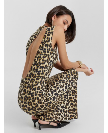 Платье бежевый леопард