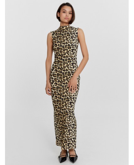 Платье бежевый леопард