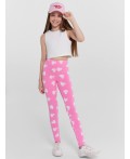 Легинсы белые сердца на розовом