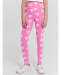 Легинсы белые сердца на розовом