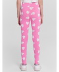 Легинсы белые сердца на розовом