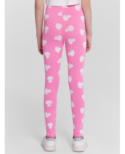 Легинсы белые сердца на розовом