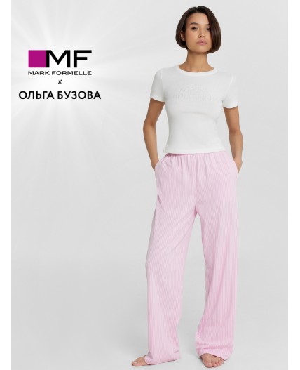 Комплект белый +бело -розовая полоска