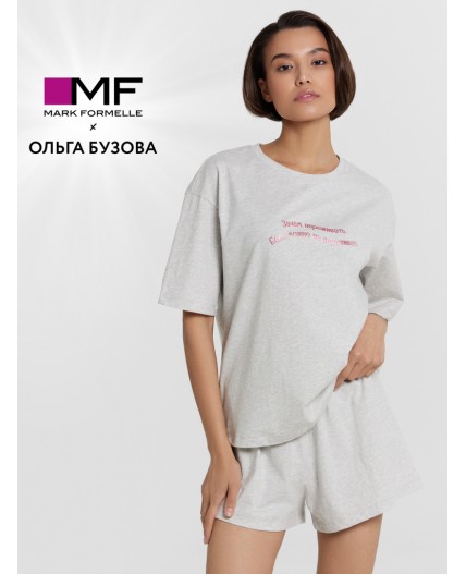 Пижама серый меланж 4306-А +печать2