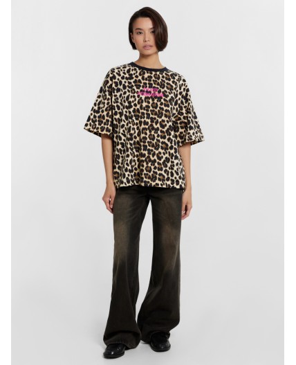 Футболка бежевый леопард