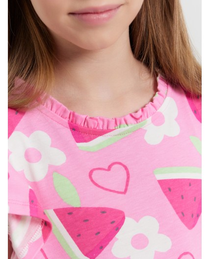 Платье фрукты на розовом саше