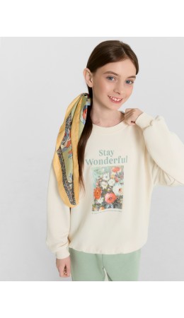 Свитшот молочный +печать