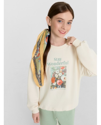 Свитшот молочный +печать