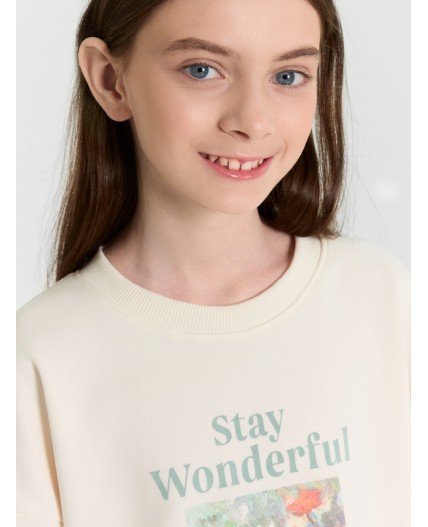 Свитшот молочный +печать