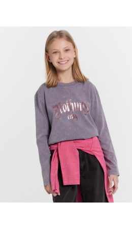 Лонгслив ACID WASH серый +печать