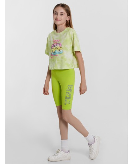 Шорты зеленый лайм +лиловый вереск +печать