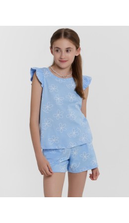 Комплект цветы на голубом