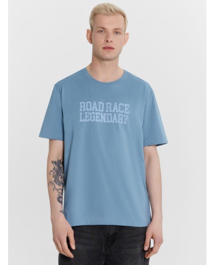 Футболка серо-голубой +печать2