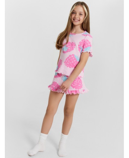 Комплект розовые клубники на св.розовом