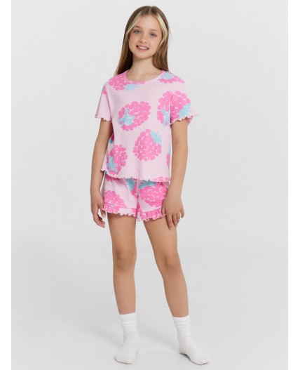 Комплект розовые клубники на св.розовом