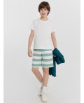 Шорты шалфейно -молочная полоска