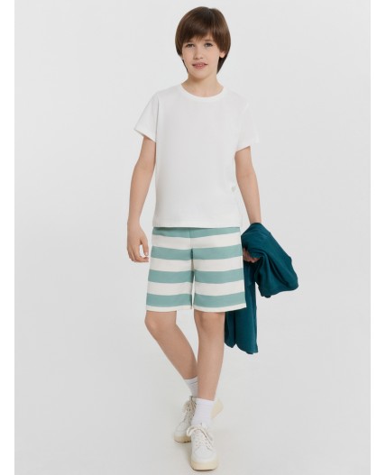 Шорты шалфейно -молочная полоска