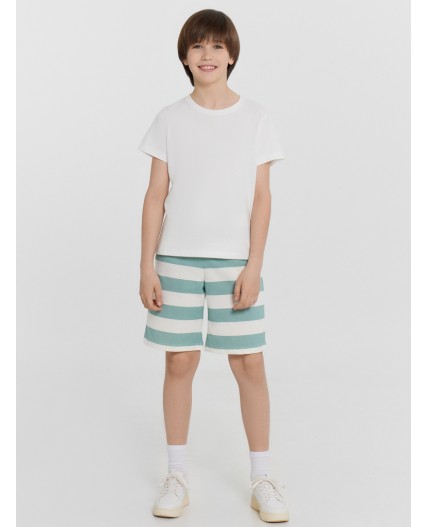 Шорты шалфейно -молочная полоска