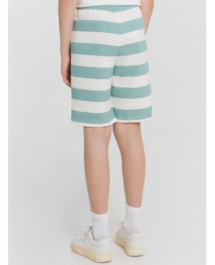 Шорты шалфейно -молочная полоска