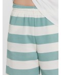 Шорты шалфейно -молочная полоска