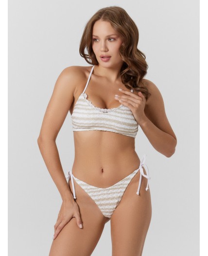 Купальник бело -бежевая полоска